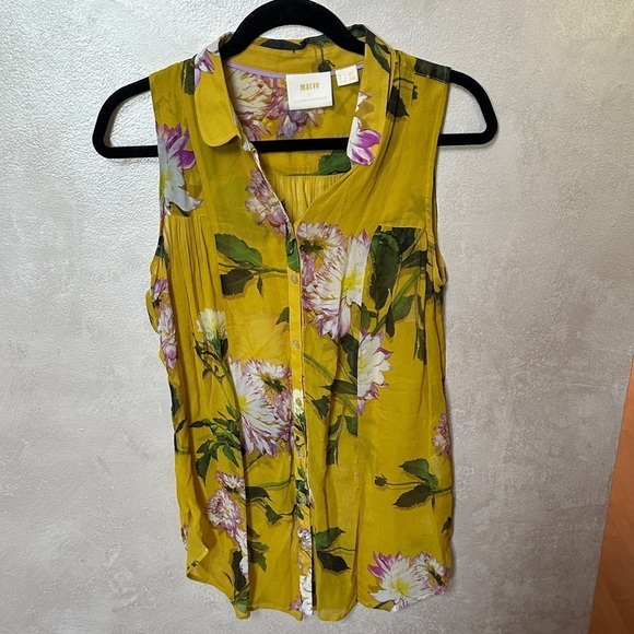 Maeve Tops - Maeve Yellow Floral Sleeveless Blouse size 4